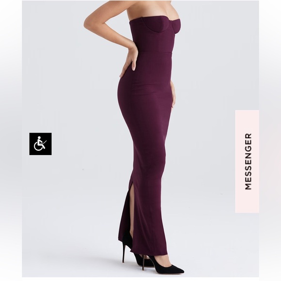 House of CB Dresses & Skirts - $275 HOUSE OF CB LUCIA WINE
GRAPE STRAPLESS CORSET MAXI DRESS BURGUNDY L A-C cup